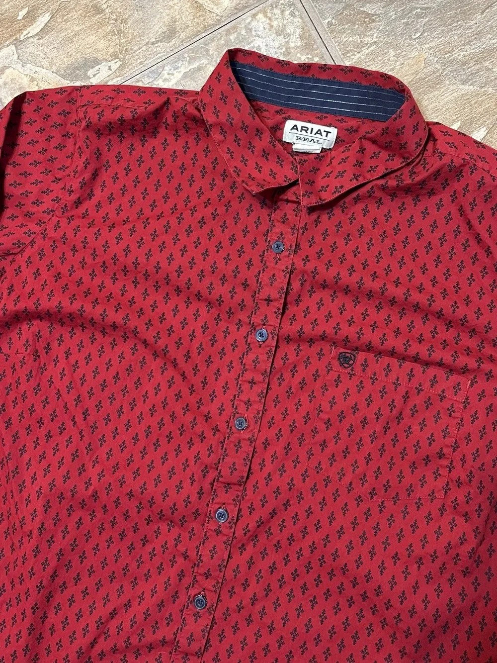 Ariat Real Men's 3X Red Long Sleeve Western Shirt Button Down Cowboy Rodeo - Picture 2 of 9